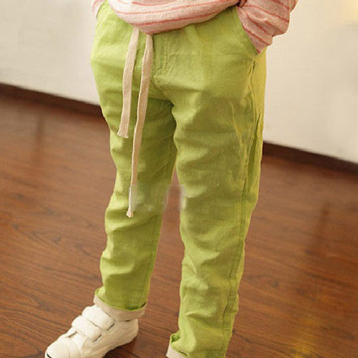 Children Linen Candy Color Pants Big Boys & Girls Summer Breathable Hemp Trousers Kids Drawstring Joggers, YC057 - CelebritystyleFashion.com.au online clothing shop australia