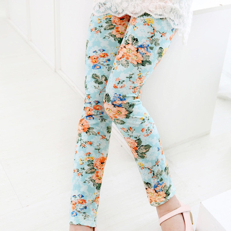 2-7years kids fashion cute cat leggings girls lovely flower leggings children long sleeve skinny pants - CelebritystyleFashion.com.au online clothing shop australia