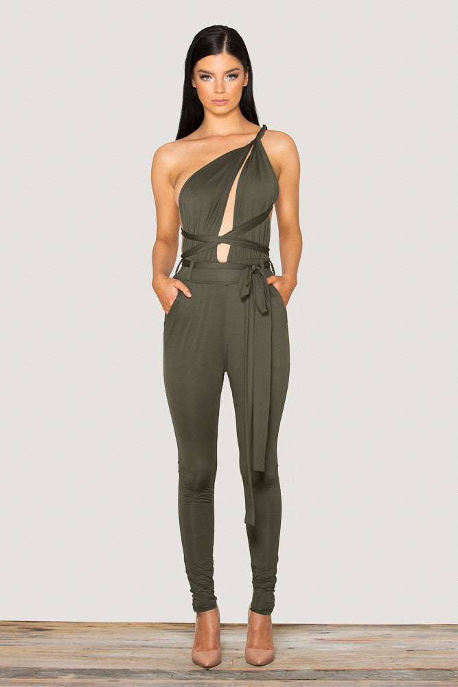 Jumpsuit Sleeveless Spaghetti Strap Deep V Neck Bodycon Playsuit - CelebritystyleFashion.com.au online clothing shop australia