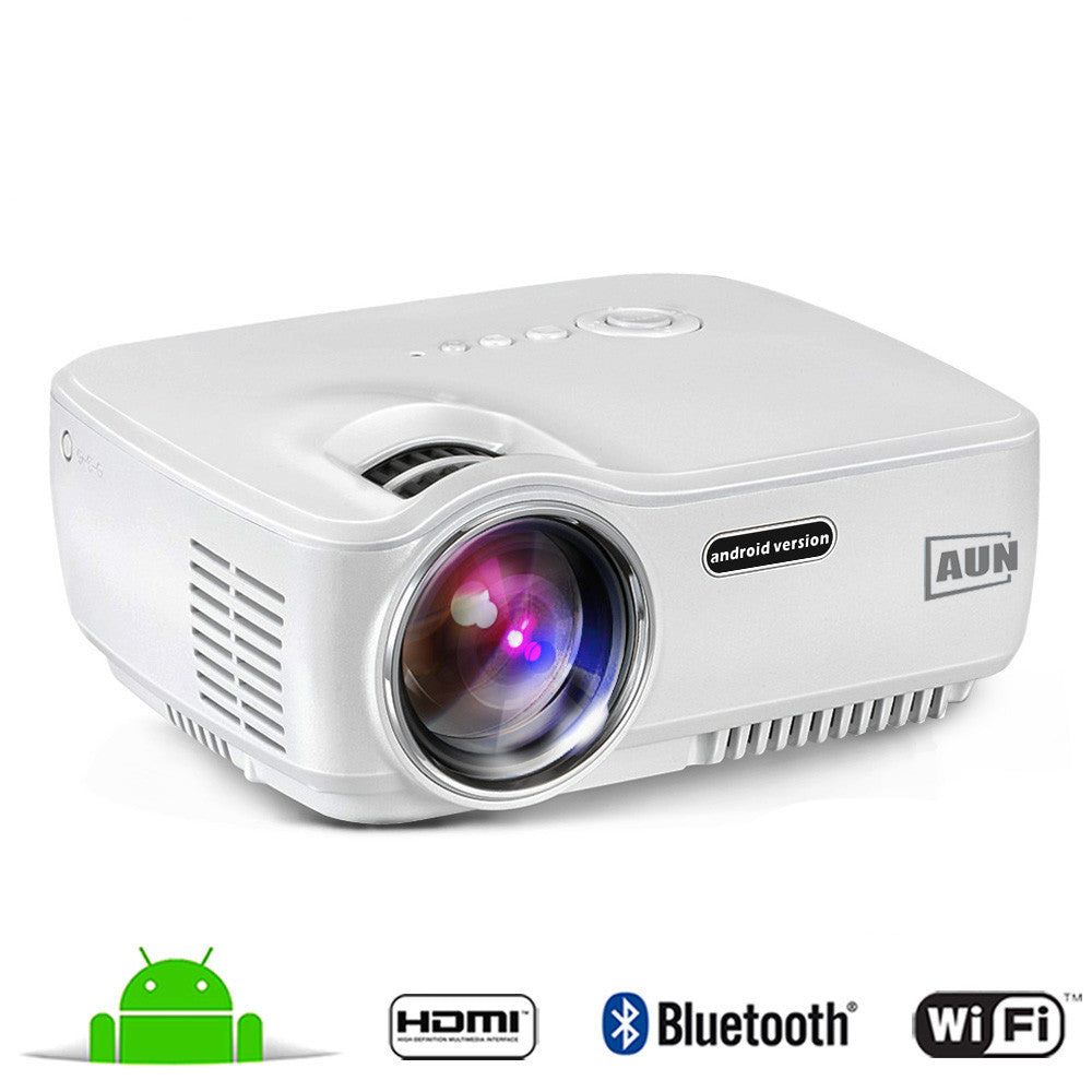 AUN Projector AM01S 1400 Lumens LED Projector Set in Android 4.4 WIFI Bluetooth Support Miracast Airplay KODI AC3 MINI Beamer