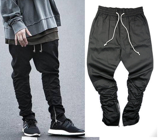 Justin bieber brand style side zipper men slim fit casual mens hip hop jogger biker pants swag sweatpants skinny trousers olive - CelebritystyleFashion.com.au online clothing shop australia