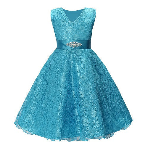 Girls party wear clothing for children summer sleeveless lace princess wedding dress girls teenage well party prom dress - CelebritystyleFashion.com.au online clothing shop australia