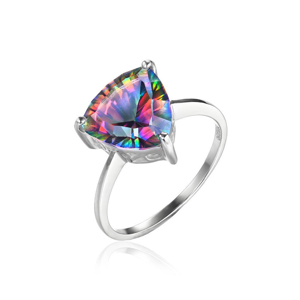 Natural Rainbow Fire Mystic Topaz Ring For Women Concave Cut Pure Solid 925 Sterling Silver Fashion for Women - CelebritystyleFashion.com.au online clothing shop australia
