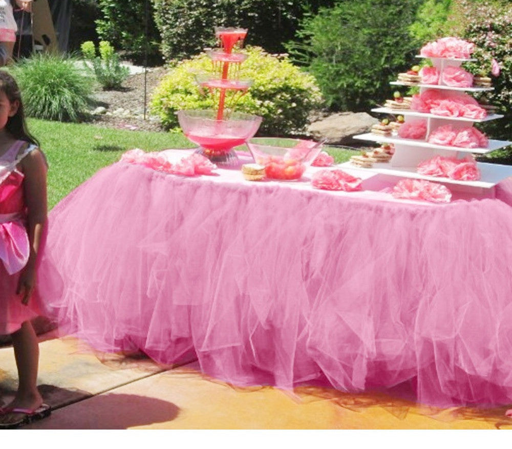 Tulle Table Skirt TUTU Tableware 100*80cm Customize Wedding Baby Shower Birthday Party Decor
