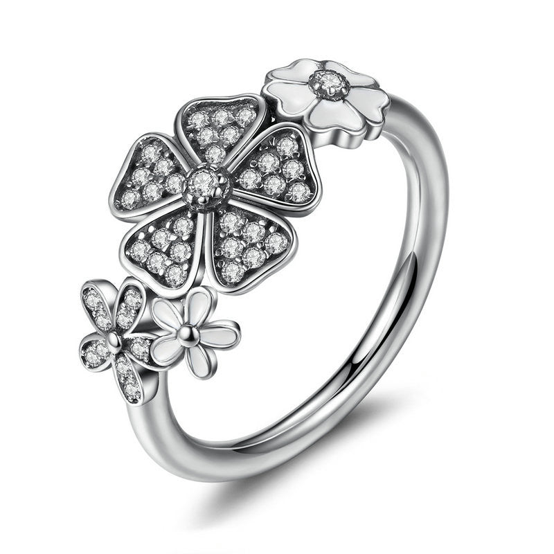 Original 925 Sterling Silver Sparkling Bow Knot Bouquet Daisy LOVE Flower Ring CZ Compatible With Pandora Jewelry - CelebritystyleFashion.com.au online clothing shop australia