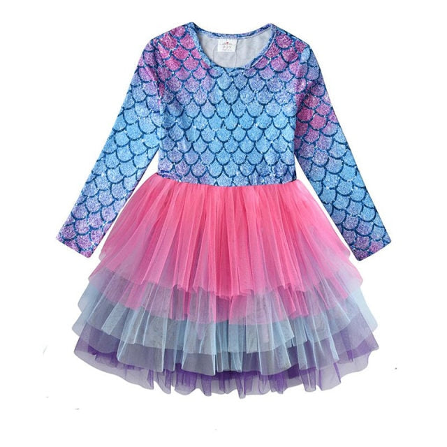 Long Sleeve Girls Dresses Unicorn Kids Dress For Girls 2019 Christmas Children Clothing Cotton Toddler Princess Dress 3-8Y