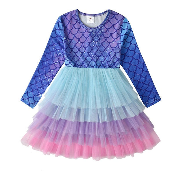 Long Sleeve Girls Dresses Unicorn Kids Dress For Girls 2019 Christmas Children Clothing Cotton Toddler Princess Dress 3-8Y