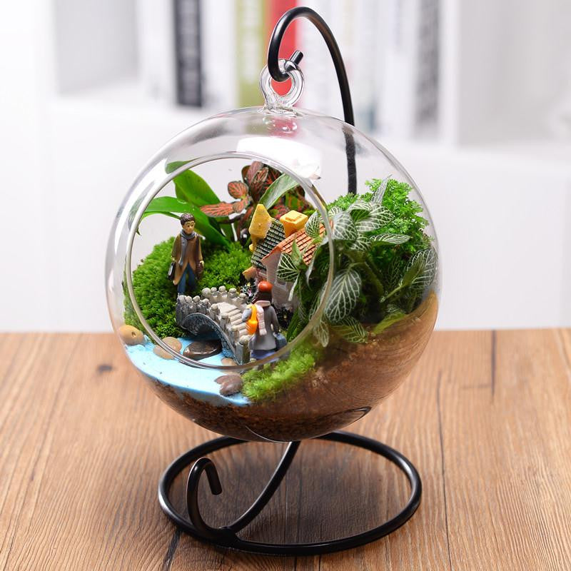 Beautiful Clear Round Glass Vase Hanging Bottle Terrarium Hydroponic Container Plant Flower Home Table Wedding Garden Decor