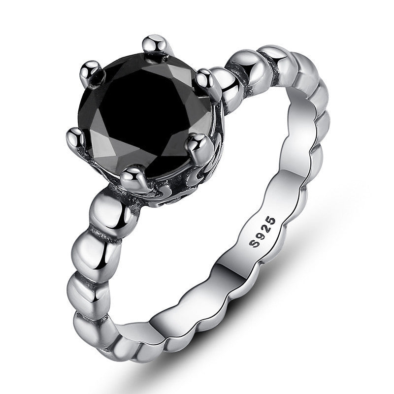 925 Silver Rings Black Crystal Compatible With European Fit Original WOS Wedding Brand Ring Jewelry Christmas Gift - CelebritystyleFashion.com.au online clothing shop australia