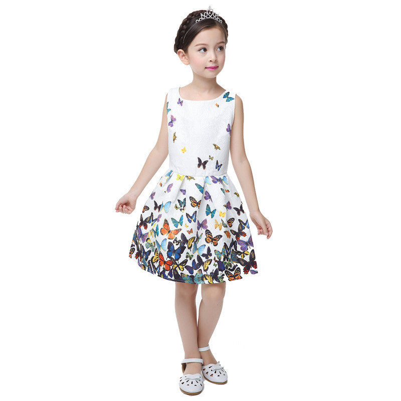 kids Dress Girl Dress Summer Style Sleeveless Printed Kids Dresses Girls Clothes Party Princess Dress Vestidos christmas - CelebritystyleFashion.com.au online clothing shop australia