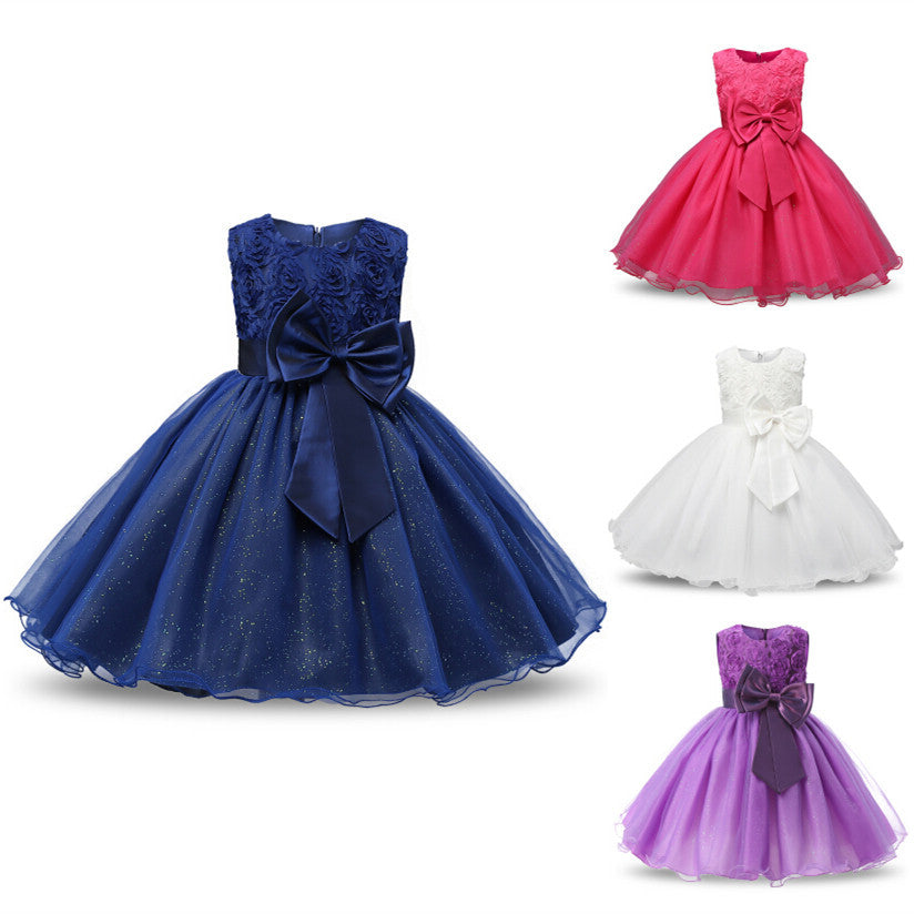 Summer flower princess girl dress lace rose Party Wedding Birthday girls dresses clothes princess tutu kids dress elegant - CelebritystyleFashion.com.au online clothing shop australia