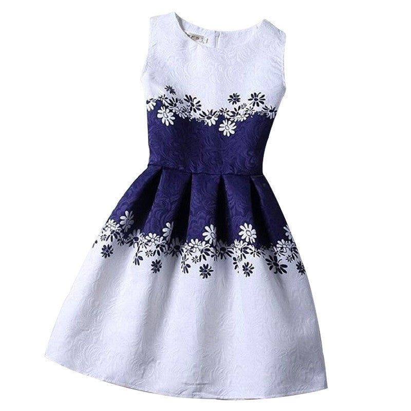 Summer Dress Fashion Print Flower Vest Girls Dresses Brand Designer Princess Party For Baby Kids Clothes Girl Dress Vestido - CelebritystyleFashion.com.au online clothing shop australia