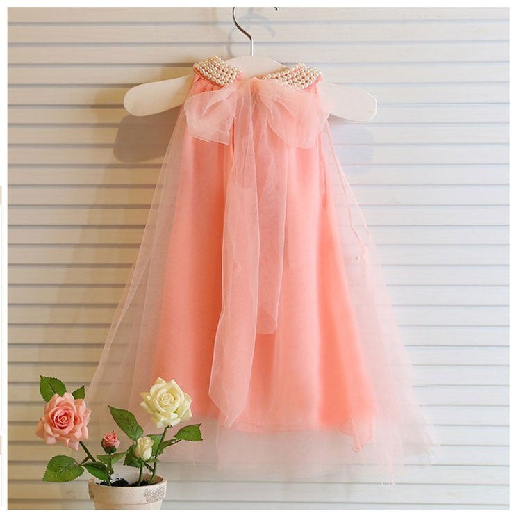 Girl's dresses summer style children's dress fashion baby girls Pure color pearl collar Tutu Princess Dress for kids clothing - CelebritystyleFashion.com.au online clothing shop australia