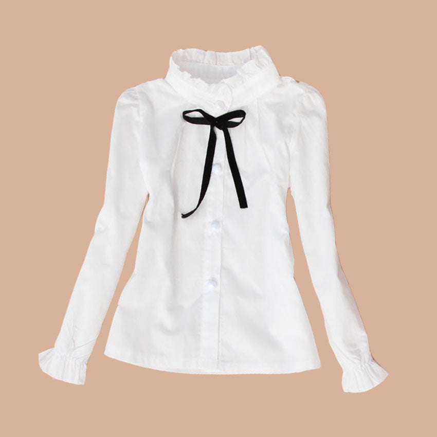 Big Kids School Uniform Cotton Format Teenage Baby Clothes Turn-Down Collar Full Sleeve White Blouses & Shirts Girls Top 2-15 Y - CelebritystyleFashion.com.au online clothing shop australia