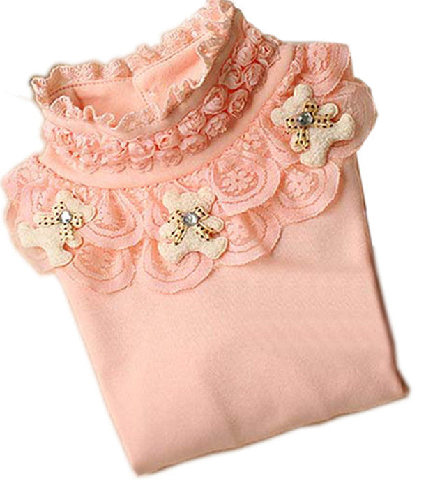 Lace Shirt Fashion Girls Lace Blouses Children'S Shirts Top Long Sleeve Flower Autumn White/Pink/Black/ For 3~13 Age - CelebritystyleFashion.com.au online clothing shop australia