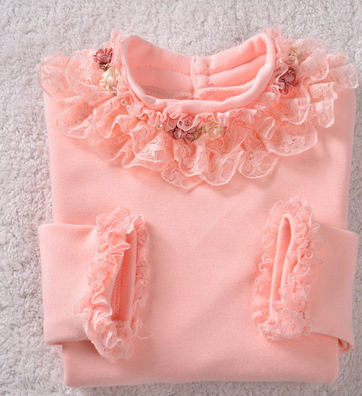 Lace Shirt Fashion Girls Lace Blouses Children'S Shirts Top Long Sleeve Flower Autumn White/Pink/Black/ For 3~13 Age - CelebritystyleFashion.com.au online clothing shop australia