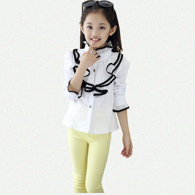 Kids White Polo Blouses & Shirts For Girls Cotton Casual Long Sleeve Roupa Infantil Rose Red - CelebritystyleFashion.com.au online clothing shop australia