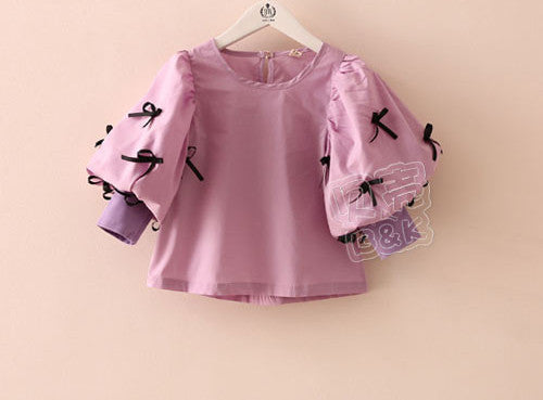 Spring Bow Children'S Girls Clothing Lantern Sleeve Shirt Long-Sleeve Shirt Tops - CelebritystyleFashion.com.au online clothing shop australia