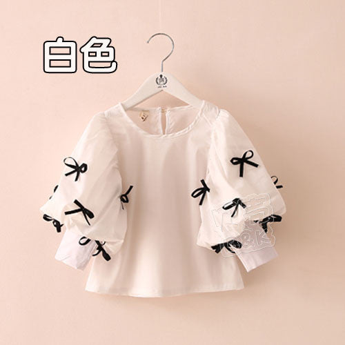 Spring Bow Children'S Girls Clothing Lantern Sleeve Shirt Long-Sleeve Shirt Tops - CelebritystyleFashion.com.au online clothing shop australia