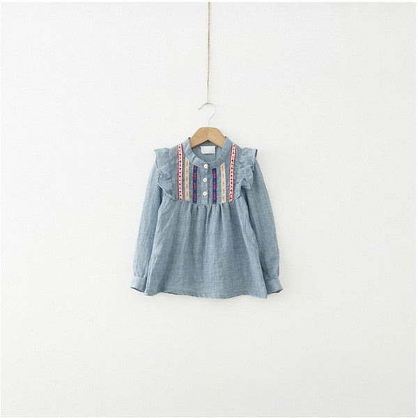 Baby Girls Long Sleeve Tee Shirts Ruffle Embroidered Tops T-shirts - CelebritystyleFashion.com.au online clothing shop australia