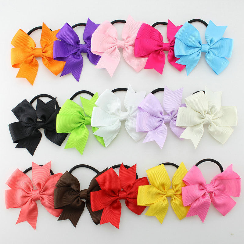 15pcs/lot New Fashion Girl Ribbon Bow Hair Rope hair ring hair Accessories Elastic Bow Hair Tie Rope - CelebritystyleFashion.com.au online clothing shop australia