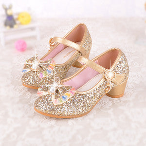 Spring Kids Girls High Heels For Party Sequined Cloth Blue Pink Shoes Ankle Strap Snow Queen Children Girls Pumps Shoes - CelebritystyleFashion.com.au online clothing shop australia