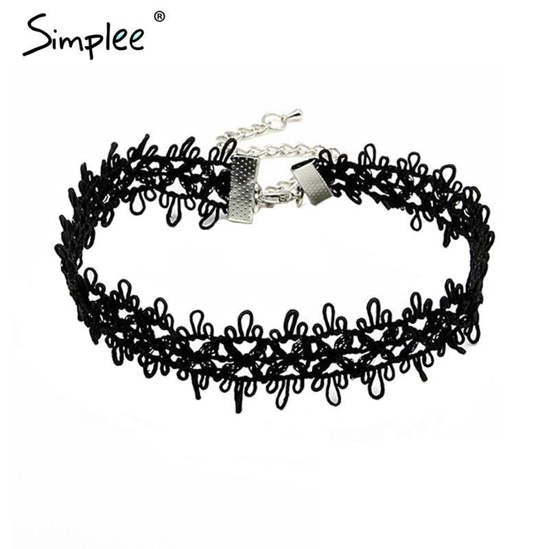 Simplee Sexy hollow out lace black choker necklace Short punk vintage necklace with chain Chic daisy flower necklace - CelebritystyleFashion.com.au online clothing shop australia