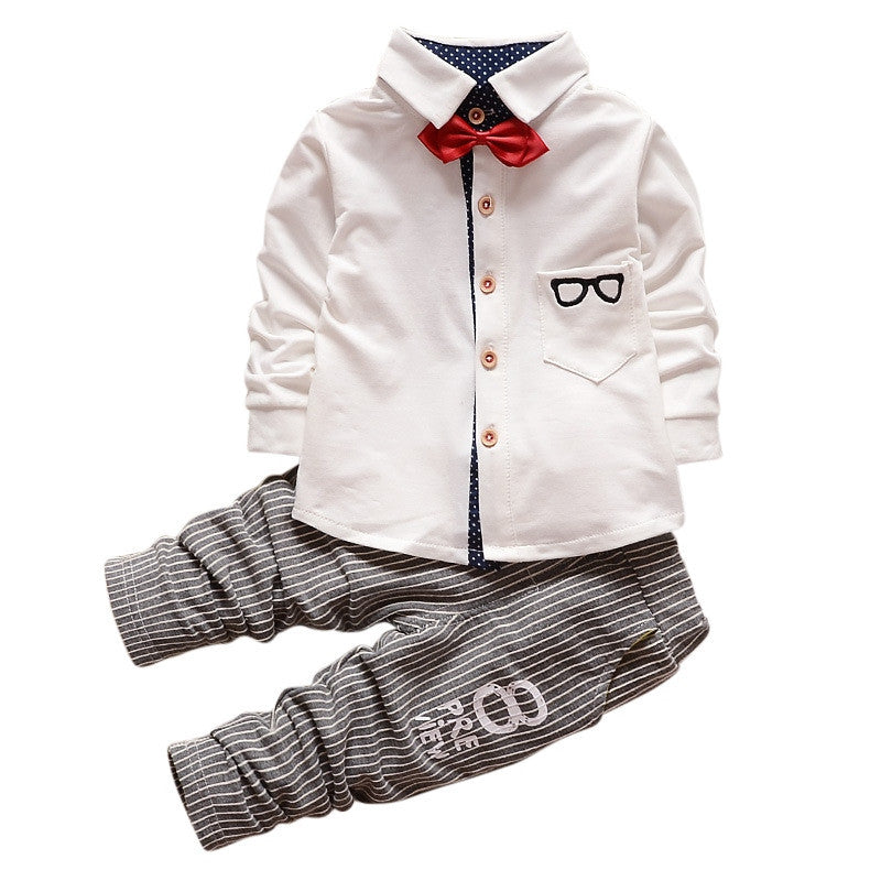 Baby Boy Clothing Sets Children Bow tie T-shirts glasses cartoon+ pants Cotton Cardigan Two Piece Suit - CelebritystyleFashion.com.au online clothing shop australia