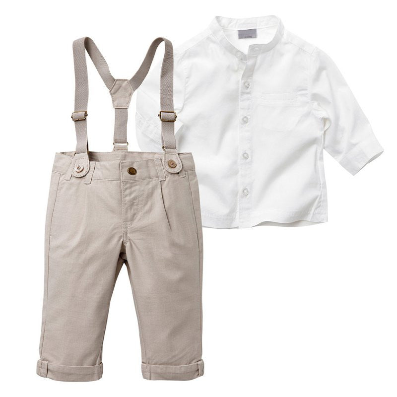 Boy Baby Kid 2Pcs White T-shirt Top+Bib Pants Overall Set Outfit Cloth 2-6Y - CelebritystyleFashion.com.au online clothing shop australia