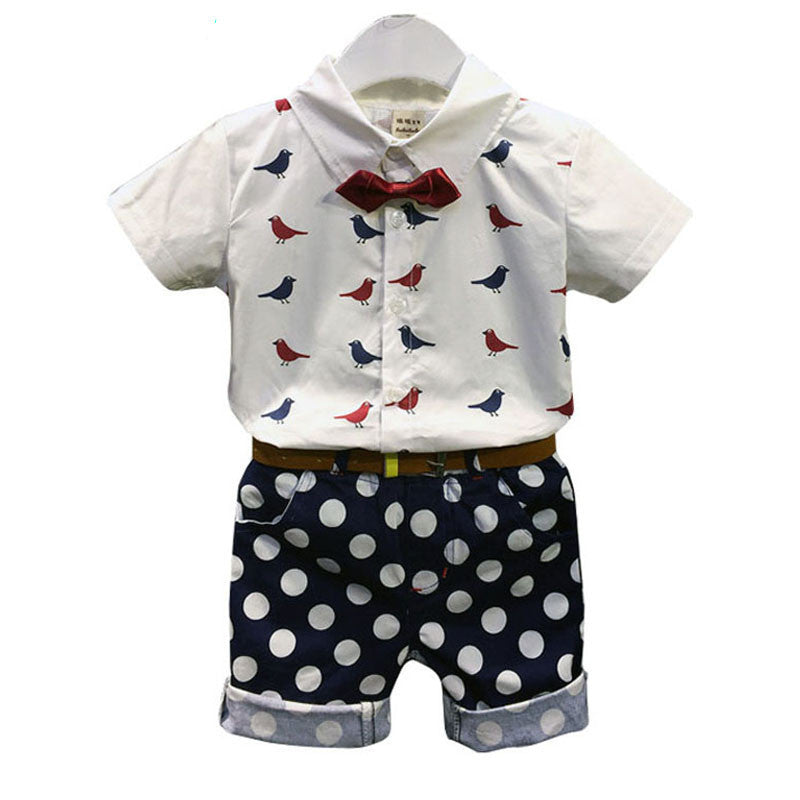 Humor Bear Fishion Baby Boy Clothes Set Children Clothing Bird Blouse+Dot Pant+Bowknot+Belt 4 pcs Suit Casual Infant Clothing - CelebritystyleFashion.com.au online clothing shop australia