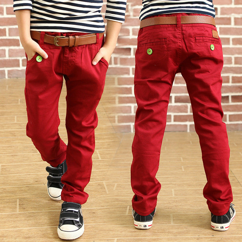 Fashion boys trousers spring boys solid color loose pants 100% cotton trousers for kids straight full length casual pants - CelebritystyleFashion.com.au online clothing shop australia