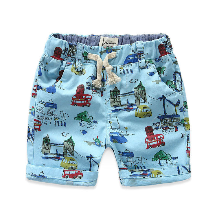 Cartoon Boys Shorts 100% Cotton Printed Car Summer Shorts For Boys 2-8
