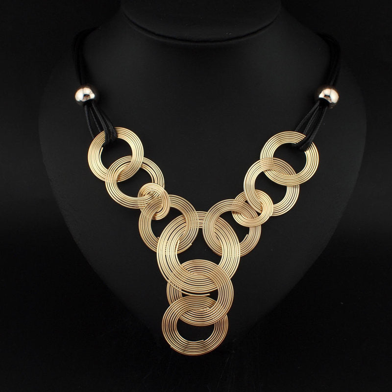 DanfosBlack Chain Weave Circle Metal Wire Chokers Colares Pendants Necklaces Statement Jewelry Collar collier femme N2929 - CelebritystyleFashion.com.au online clothing shop australia