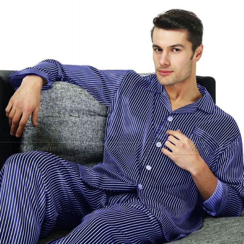 Mens Silk Satin Pajamas Set Pajama Pyjamas PJS Sleepwear Set Loungewear - CelebritystyleFashion.com.au online clothing shop australia