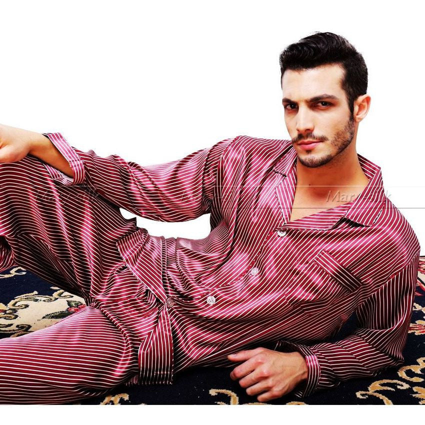 Mens Silk Satin Pajamas Set Pajama Pyjamas PJS Sleepwear Set Loungewear - CelebritystyleFashion.com.au online clothing shop australia