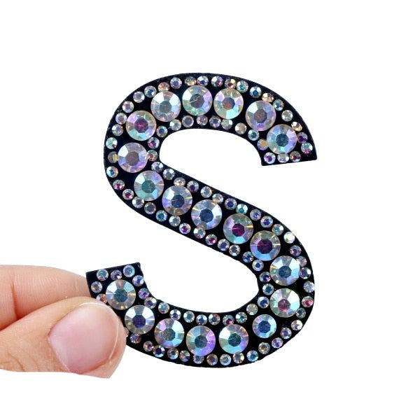 patches rhinestone parches English alphabet letter applique 3D iron on patches for clothing badge paste clothes patch
