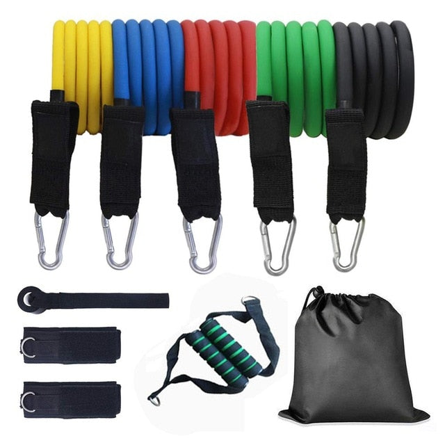 11pcs Resistance Band Set Expander 100/125/150 Pound TPE Workout Elastic Rubber Band Home Gym Body Building Fitness Equipment