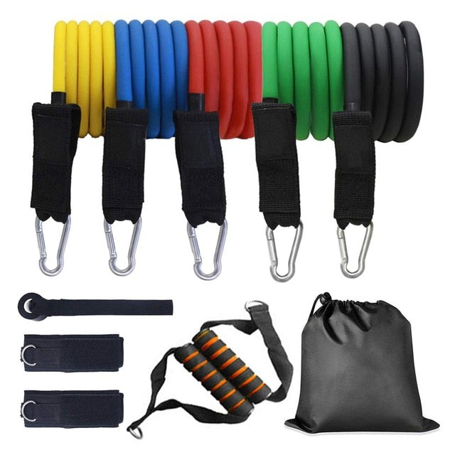 11pcs Resistance Band Set Expander 100/125/150 Pound TPE Workout Elastic Rubber Band Home Gym Body Building Fitness Equipment