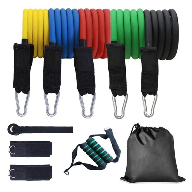 11pcs Resistance Band Set Expander 100/125/150 Pound TPE Workout Elastic Rubber Band Home Gym Body Building Fitness Equipment
