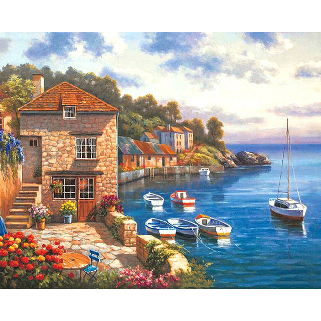 Sea scenery DIY oil Painting By Numbers Kit acrylic paint by numbers art work diy Paintings art on canvas