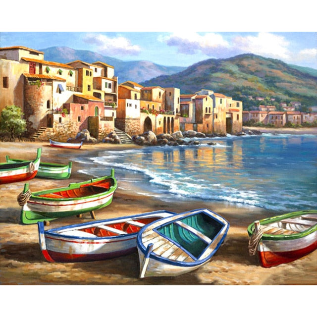 Sea scenery DIY oil Painting By Numbers Kit acrylic paint by numbers art work diy Paintings art on canvas