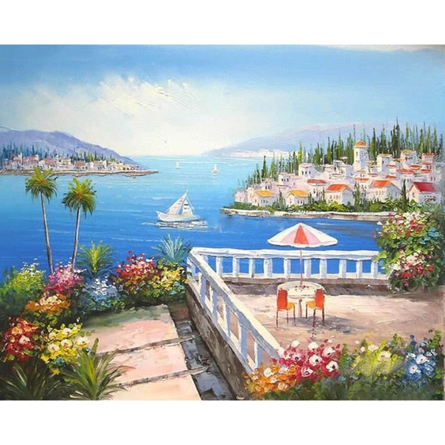 Sea scenery DIY oil Painting By Numbers Kit acrylic paint by numbers art work diy Paintings art on canvas