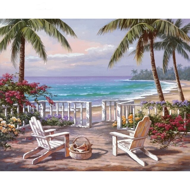 Sea scenery DIY oil Painting By Numbers Kit acrylic paint by numbers art work diy Paintings art on canvas