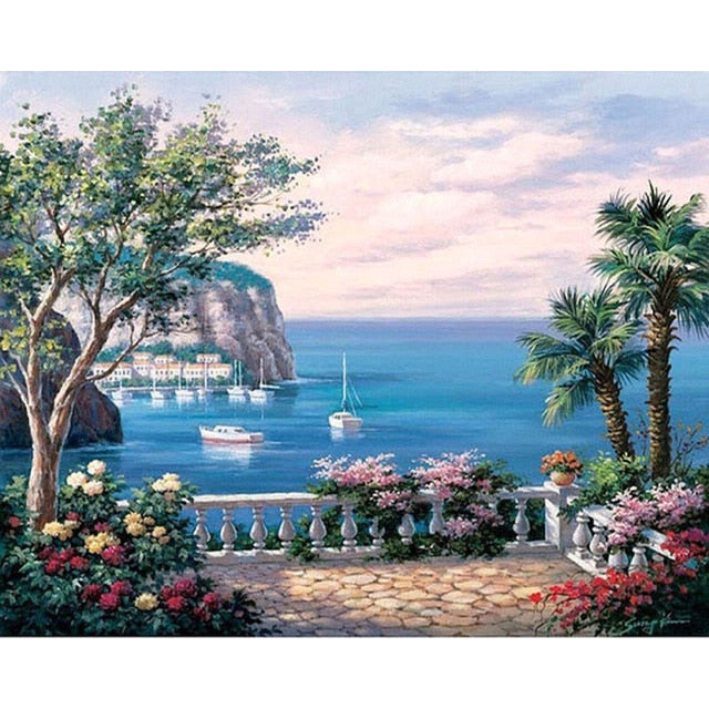 Sea scenery DIY oil Painting By Numbers Kit acrylic paint by numbers art work diy Paintings art on canvas