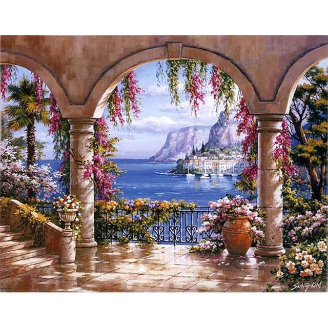 Sea scenery DIY oil Painting By Numbers Kit acrylic paint by numbers art work diy Paintings art on canvas