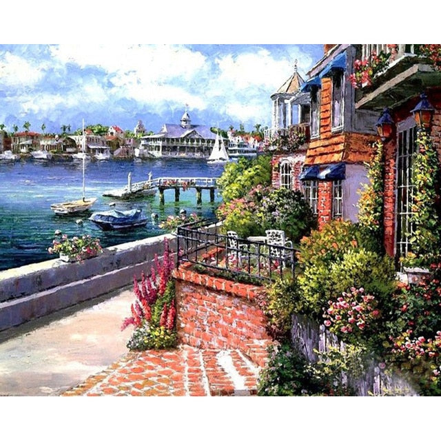 Sea scenery DIY oil Painting By Numbers Kit acrylic paint by numbers art work diy Paintings art on canvas