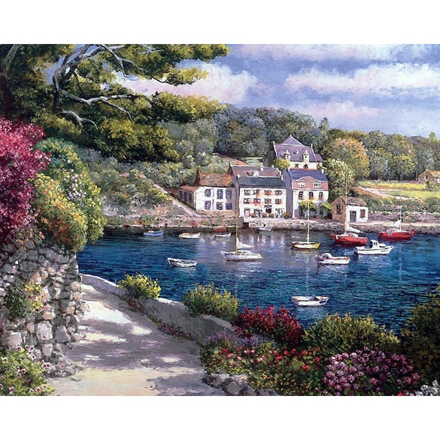 Sea scenery DIY oil Painting By Numbers Kit acrylic paint by numbers art work diy Paintings art on canvas