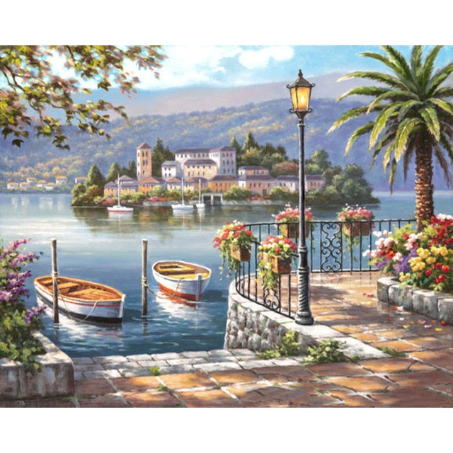 Sea scenery DIY oil Painting By Numbers Kit acrylic paint by numbers art work diy Paintings art on canvas