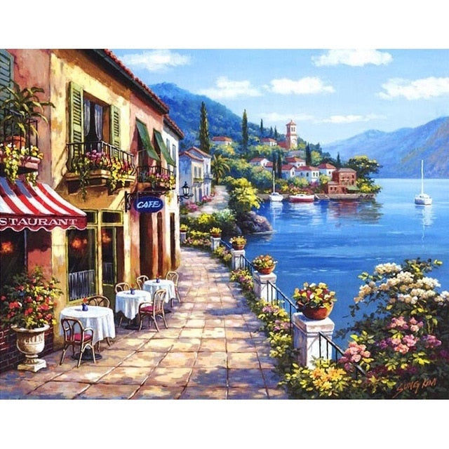 Sea scenery DIY oil Painting By Numbers Kit acrylic paint by numbers art work diy Paintings art on canvas