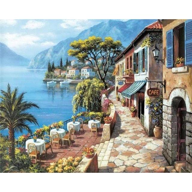 Sea scenery DIY oil Painting By Numbers Kit acrylic paint by numbers art work diy Paintings art on canvas